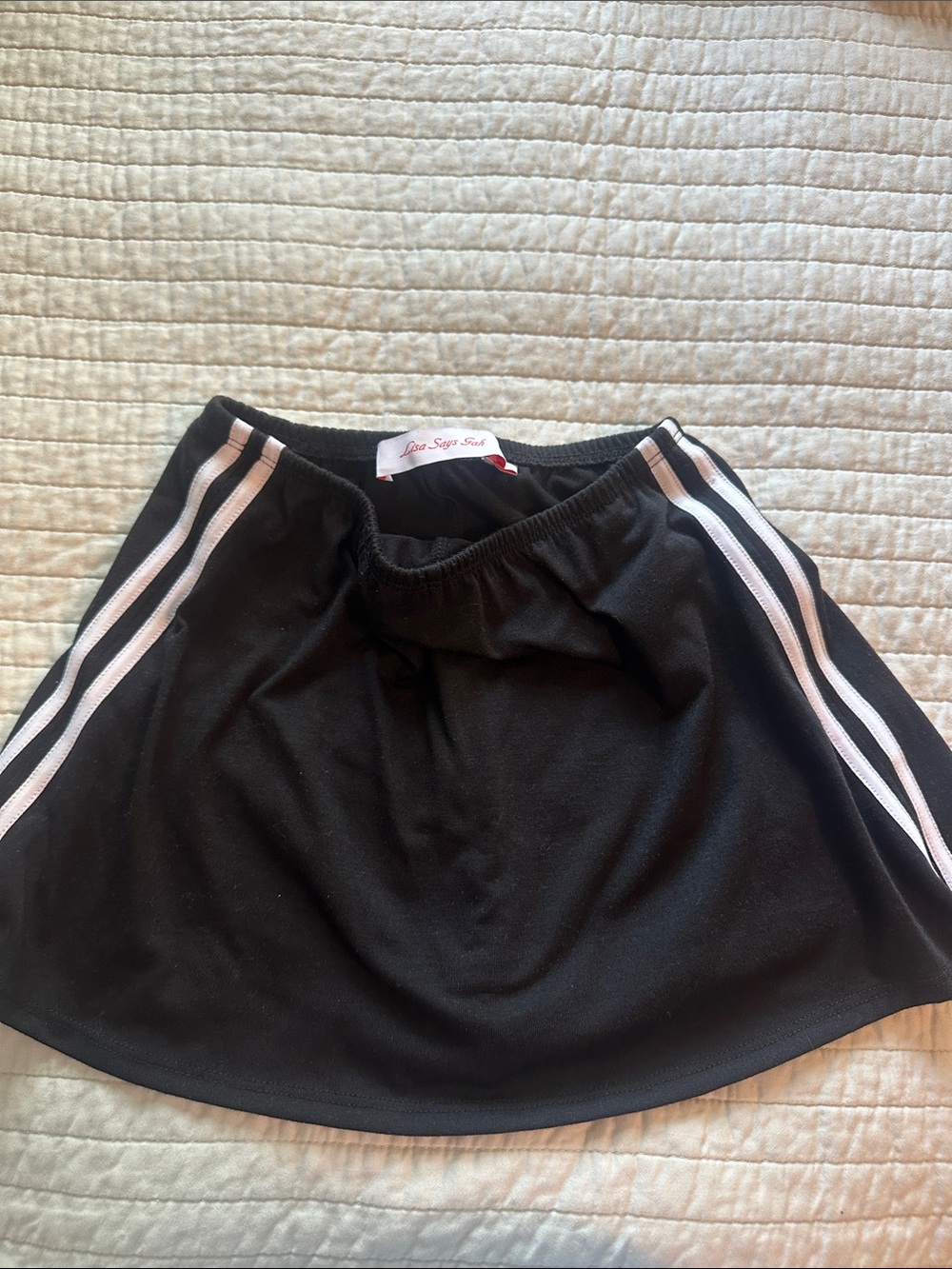 Lisa Says Gah Black Skort with white Stripes -
